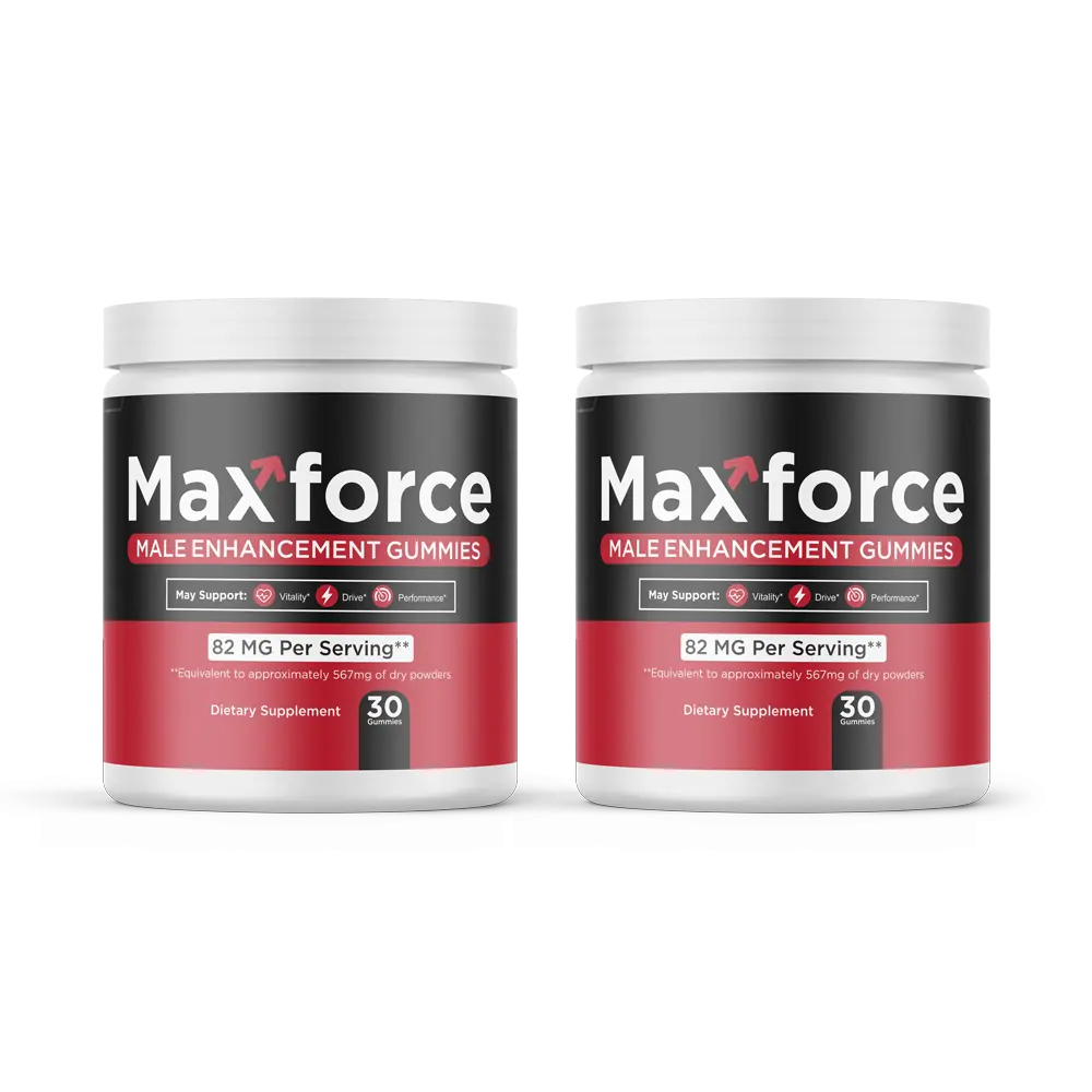 MaxForce two-bottle package showing the gummy supplement